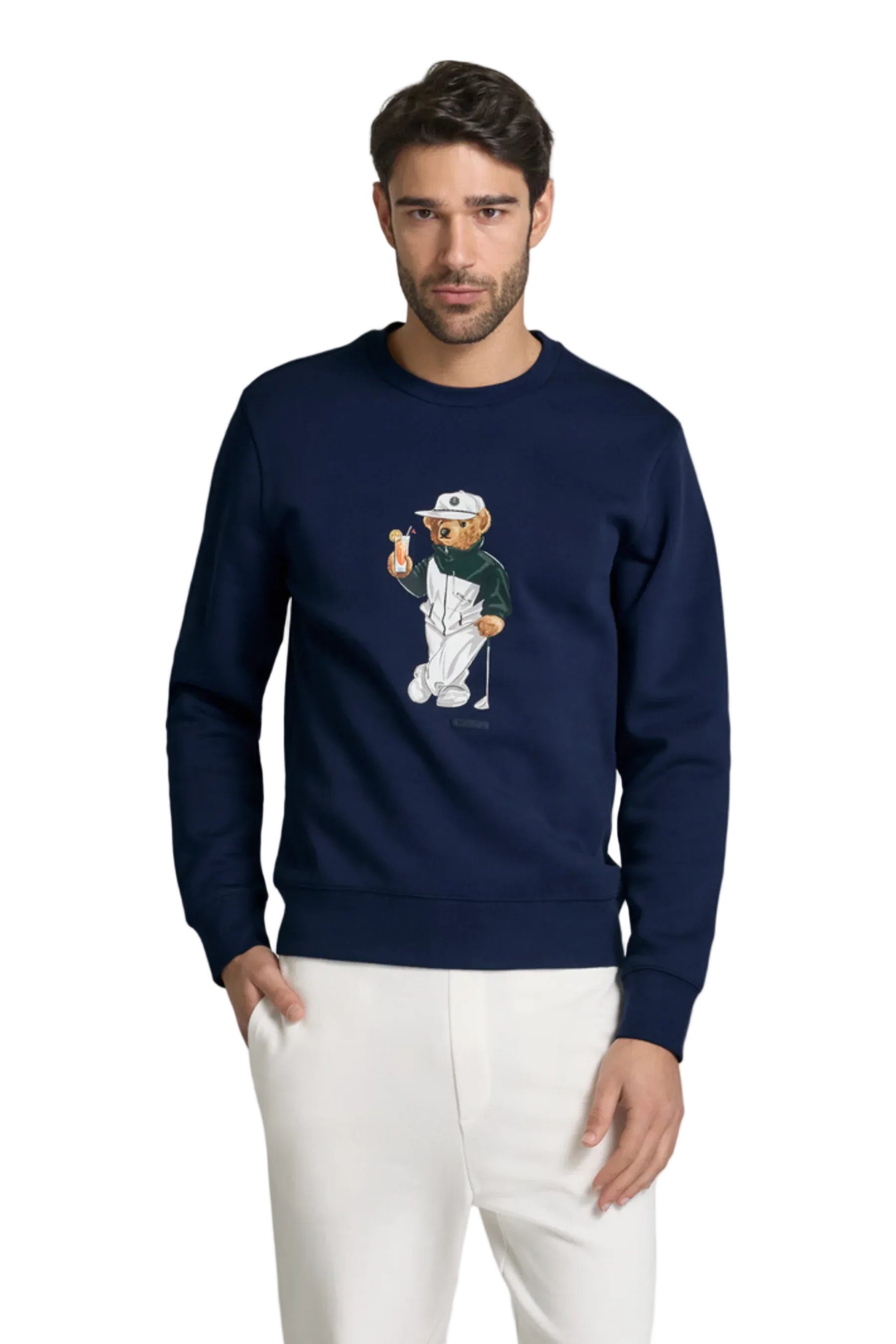 Suéter Polo Azul com estampa