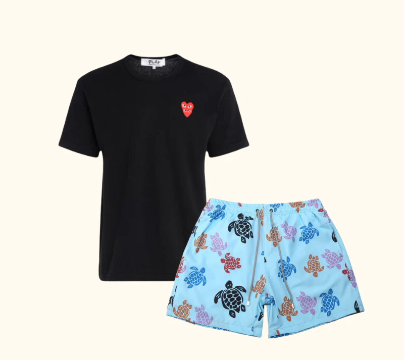 KIT Verão ! Camiseta "Family Hearts" CDG + Shorts "Sea in Blue" Vilebrequin