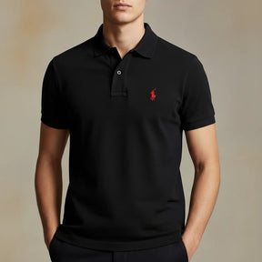 Camisa Polo Bordado Preta